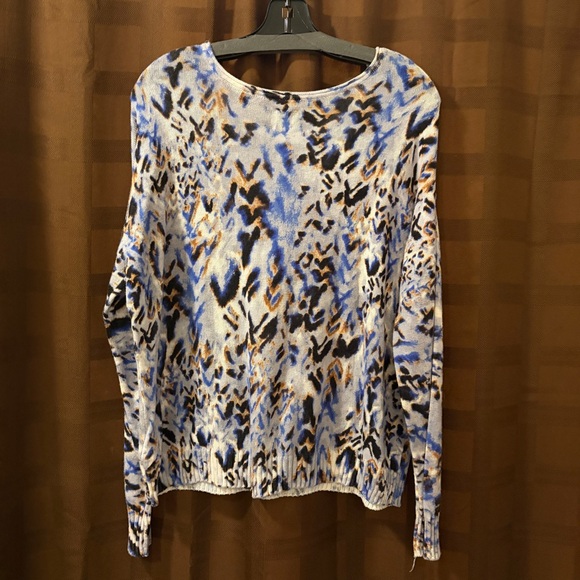 NWT Nic + Zoe Washed Chevron Knit Leopard Print Sweater Top Size XL reg $158 - Picture 4 of 5
